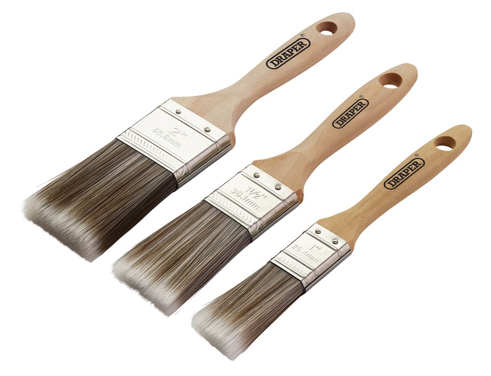 Draper 3PC PAINT BRUSH SET - W-HANDLE Wood Handle Paint Brush Set (3 Piece)