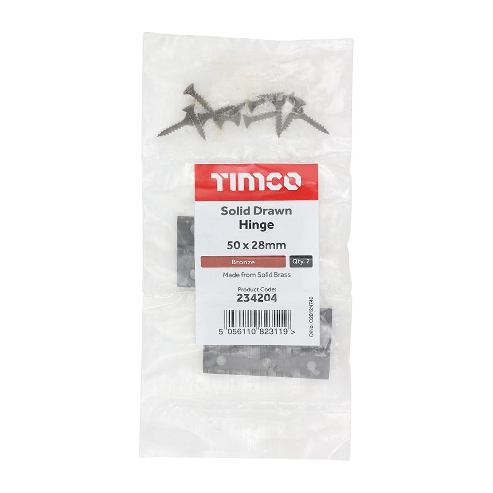 TIMCO Solid Drawn Hinge Bronze 50 x 28 Pack 2