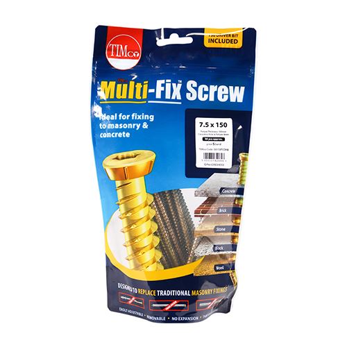 TIMCO Multi-Fix Concrete Screw - ZYP 7.5 x 150 Gold Pack 30