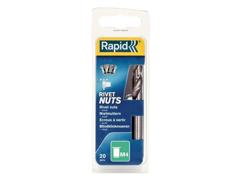 RPD Steel Rivet Nuts M4 (Pack 20 + Free Drill Bit)