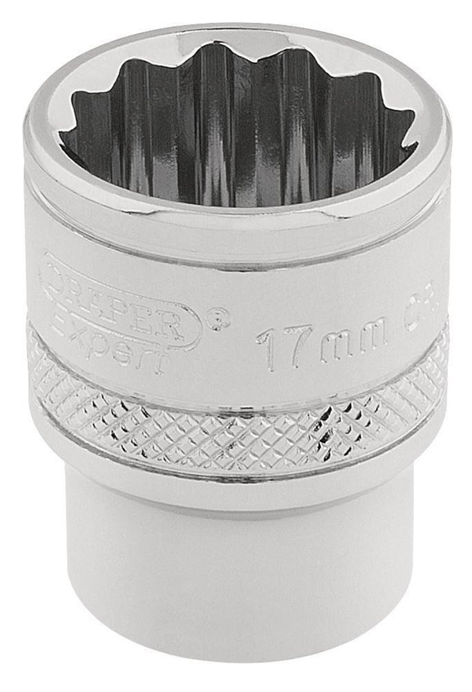 Draper 17MM 12POINT SOCKET 3/8DR-PCKD 32781 3/8" Sq. Dr. Metric Sockets (Polished Chrome)