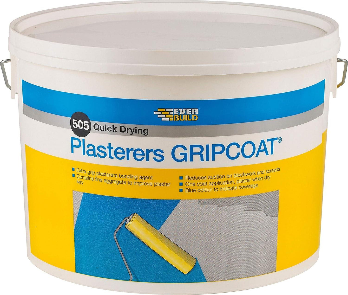 Everbuild 505 Quick Drying Plasterers Grip Coat - Plaster Bonding Agent - Blue -10 L