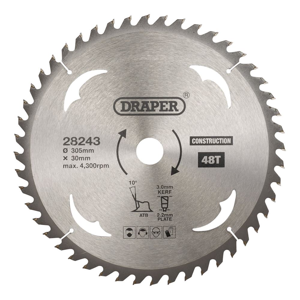 Draper TCT SAW BLADE 305MM 48T CONS 28243 TCT Construction Circular Saw Blade, 305 x 30mm
