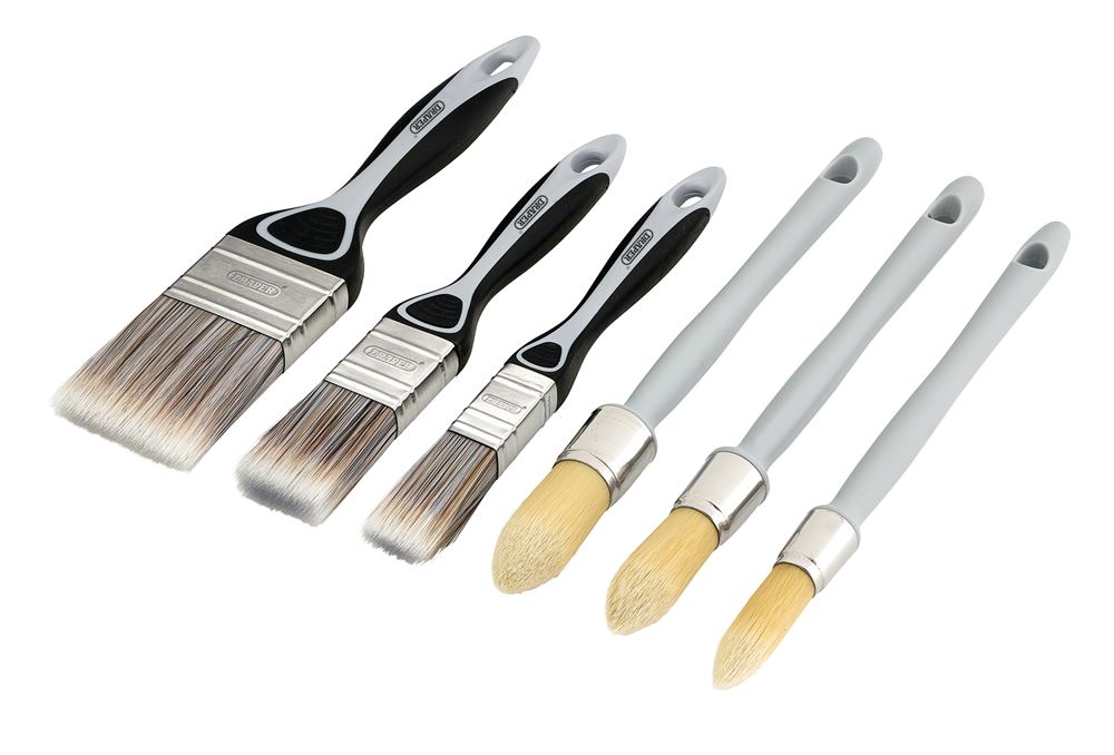 Draper 6PC PAINT BRUSH SET - F/R-SASH Flat and Round Sash Paint Brush Set (6 Piece)