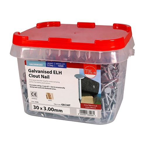 TIMCO Clout Nail ELH - Galvanised 30 x 3.00 Pack 2.5