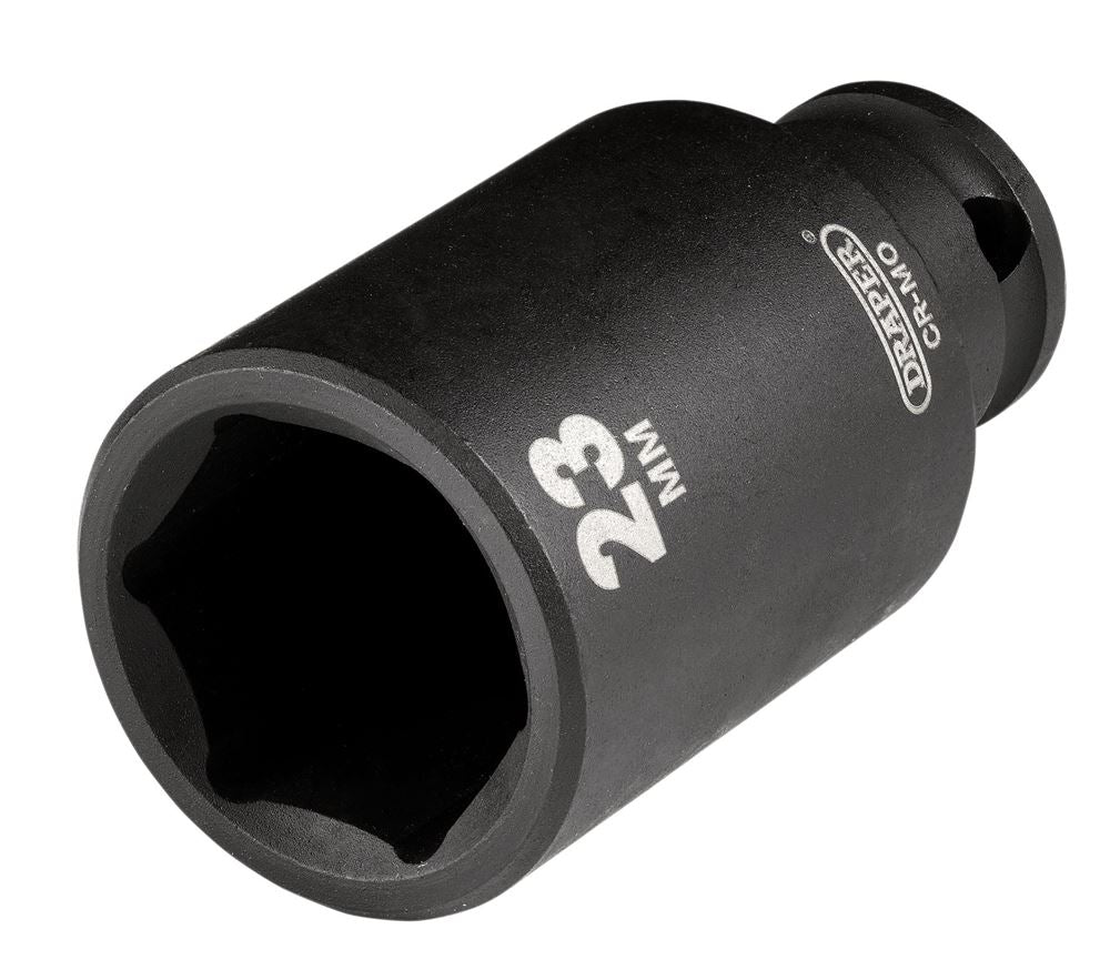 Draper 23MM IMPACT DEEP SOCKET 3/8DR Metric Deep Impact Sockets, 3/8" Sq. Dr.