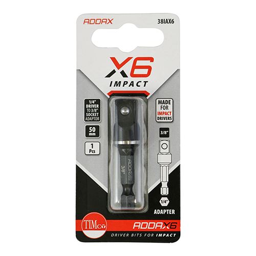 TIMCO X6 Impact Adaptor 3/8 x 50 Pack 1