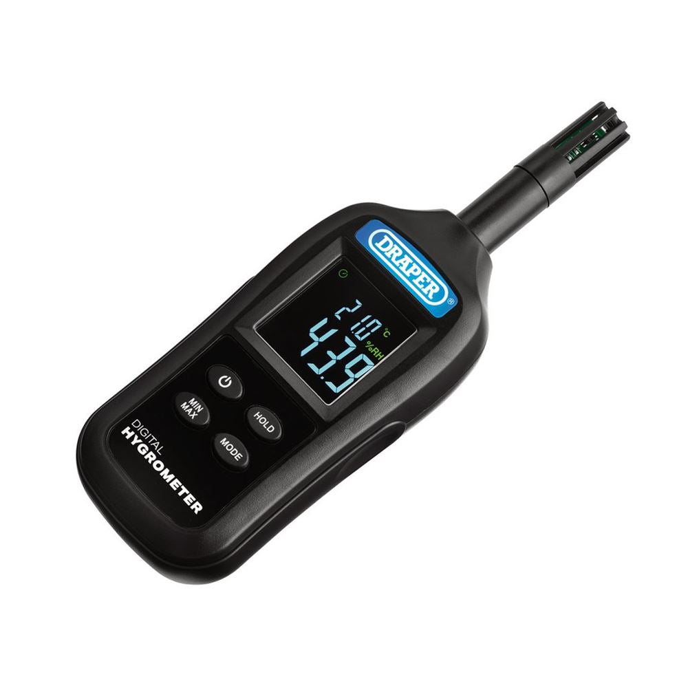 Draper DIGITAL HYGROMETER 12444 12444 Handheld Digital Hygrometer - Humidity and Temperature Meter, 0-100% RH and -20 to +70°C