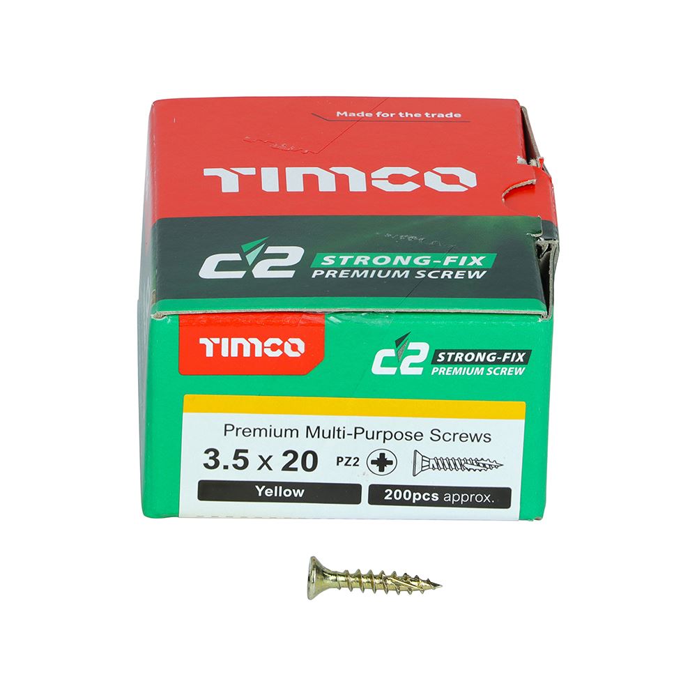 TIMCO C2 Strong-Fix PZ2 CSK ZYP 3.5 x 20 Gold Pack 200