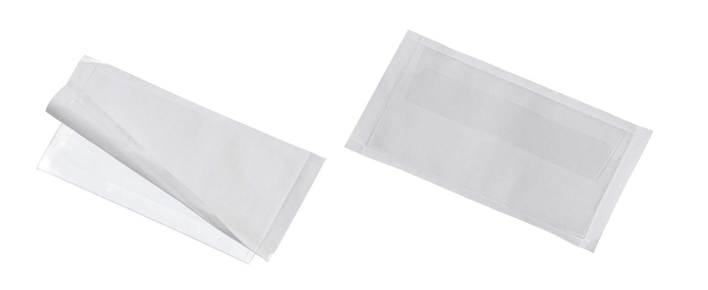 Durable POCKETFIX Self-Adhesive Clear Label Sleeve Pockets | 10 Pack | 90 x 57mm