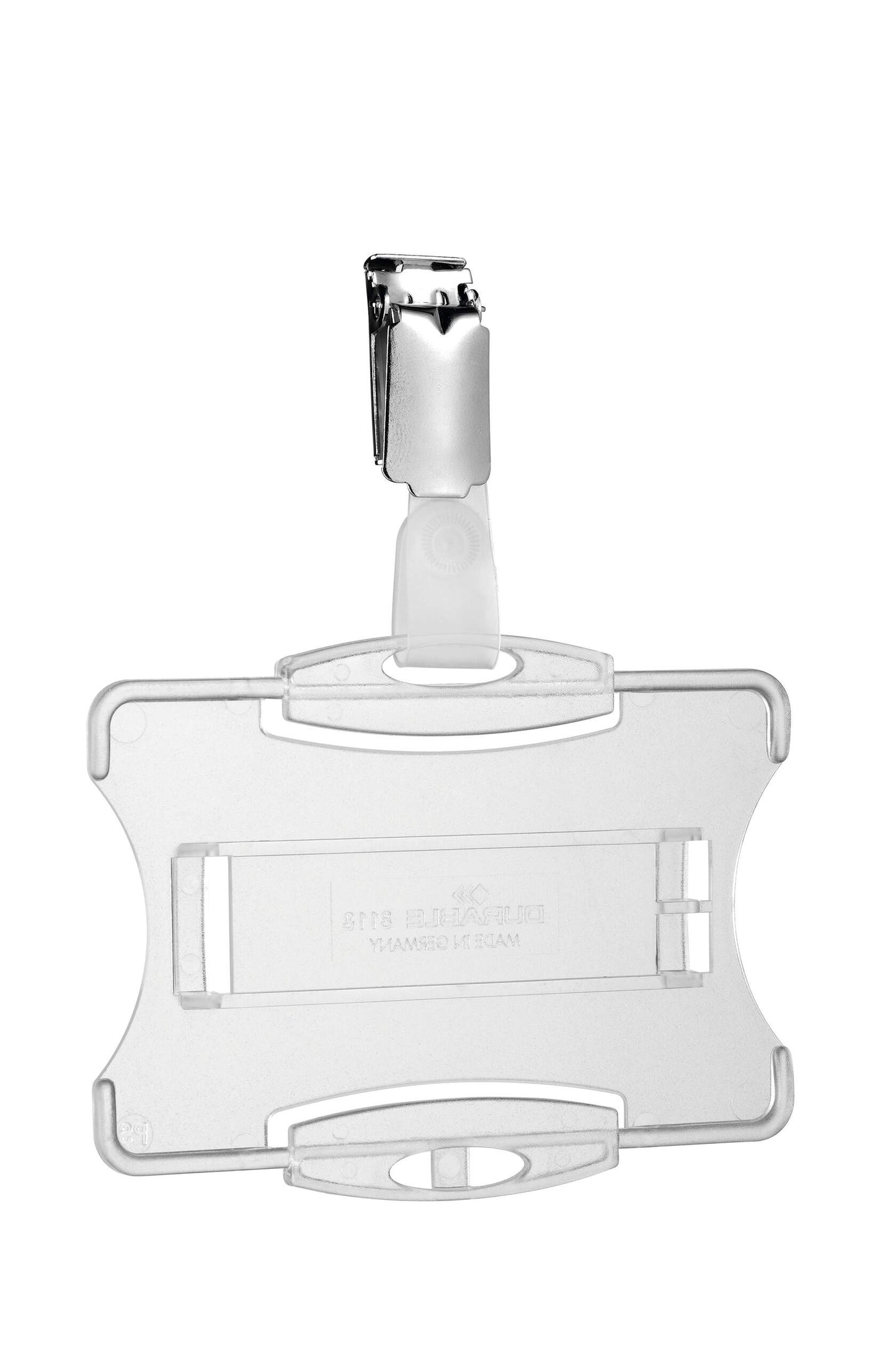 Durable Security Pass Plastic ID Badge Card Holders with Clip | 25 Pack | Clear