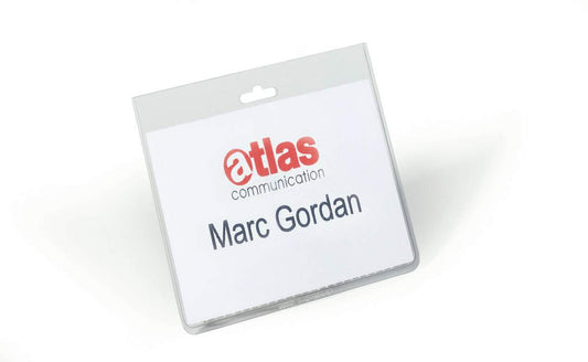 Durable Name Badge ID Card Holders with Insert Cards | 20 Pack | 60 x 90mm
