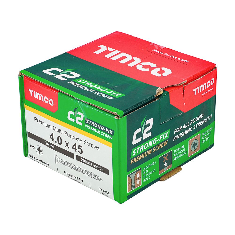 TIMCO C2 Strong-Fix PZ2 CSK ZYP 4.0 x 45 Gold Pack 200