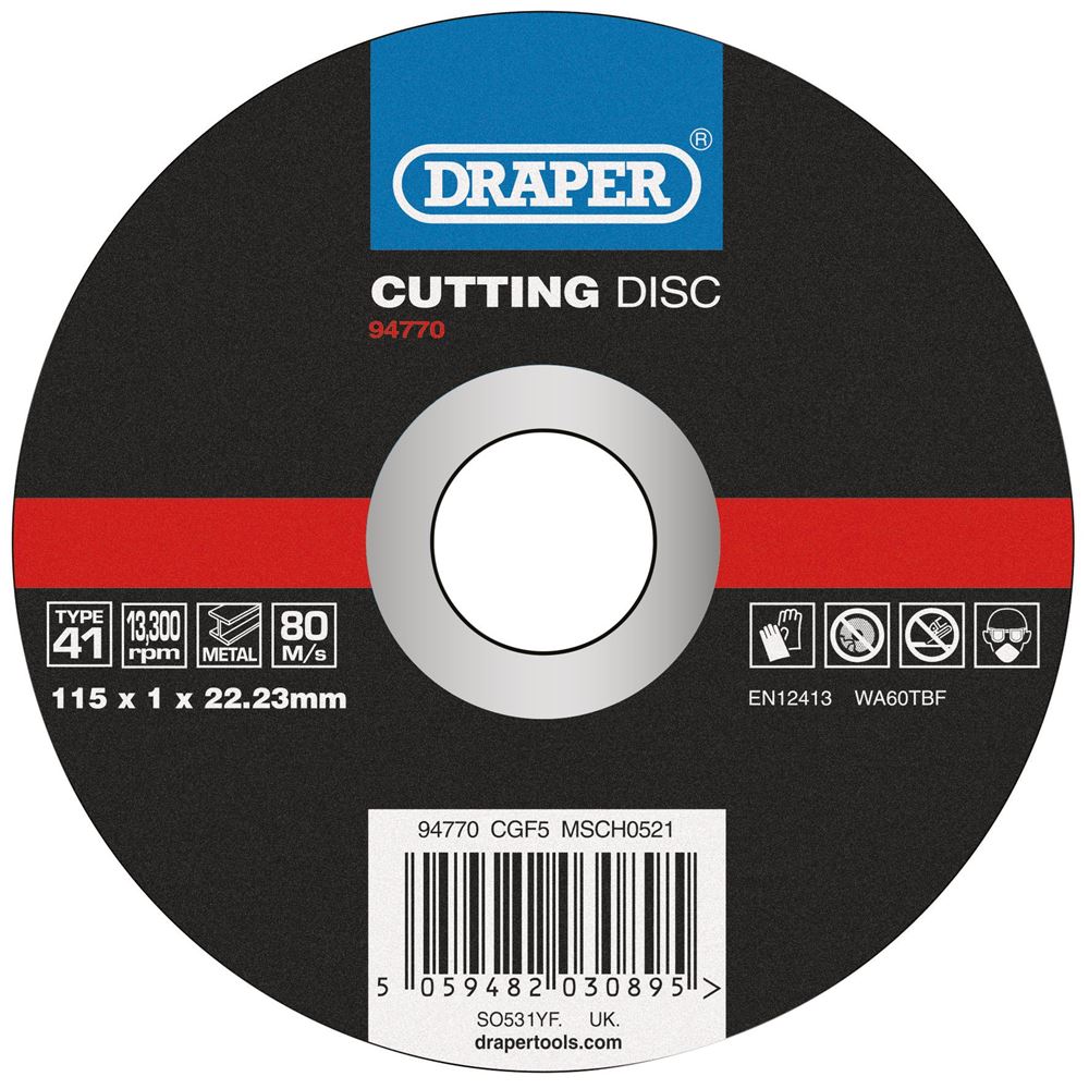 Draper CUT/DISC METAL - 115X1MM 94770 Metal Cutting Discs