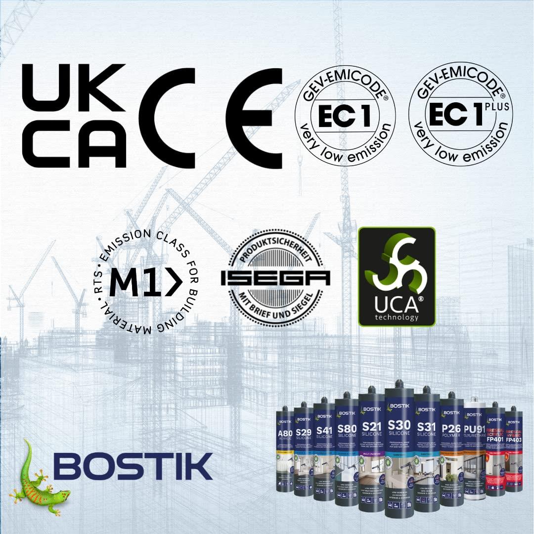 BOSTIK Pro-Sealant A80 Profesional Grade Acrylic Decorators Caulk, Instantly Paintable So Less Downtime, Colour: White, 310ml