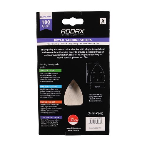 TIMCO Detail Sanding Pads P180 95 x 136mm Red Pack 5