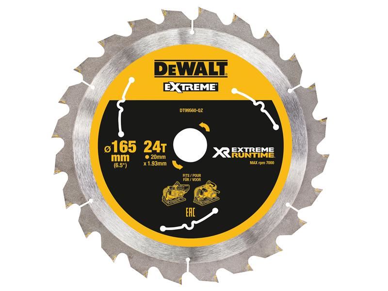 DeWalt Power Tools XR FlexVolt Plunge Saw Blade 165 x 20mm x 24T