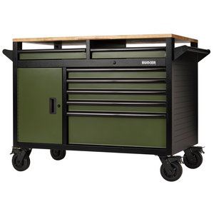 BUNKER 14 Drawer Multi-Functional Workbench Roller Tool Cabinet, 48", Green