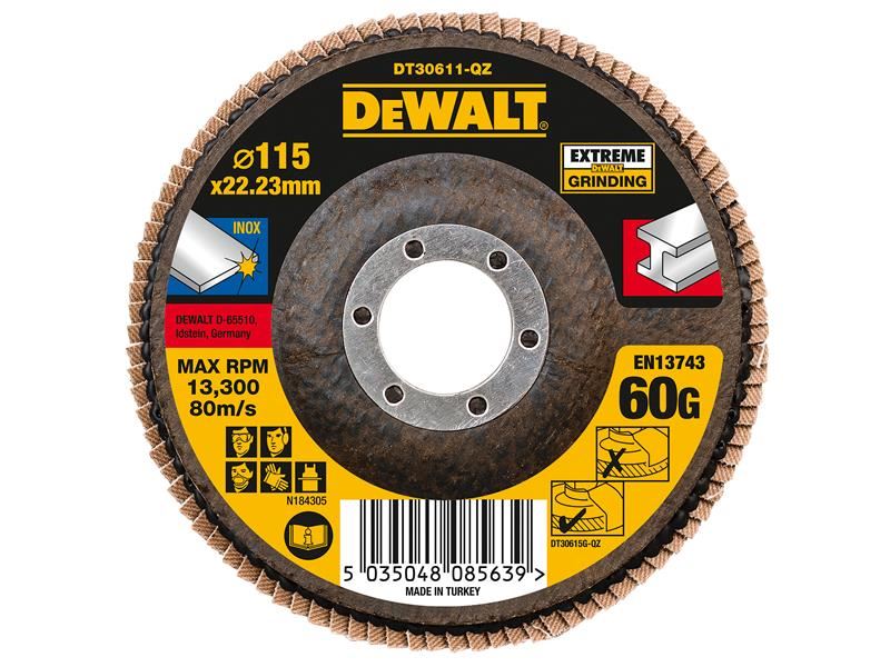 DeWalt Power Tools Extreme Flap Disc 115 x 22.2mm 60G