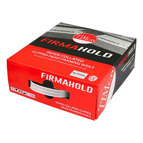 TIMCO FirmaHold 90mm Collated Clipped Head Smooth Shank Firmagalv+ Nails Box of 2200 for First Fix Framing Nail Guns, Timber Frame Construction, Roofi