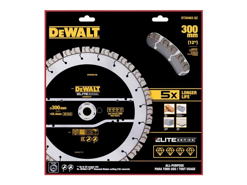 DeWalt ELITE SERIES All Purpose Diamond Segmented Wheel 300 x 25.4mm