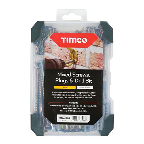 TIMCO Mix Screws Plug Drill Bit ZYP 91pcs Gold Pack 1