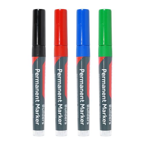 TIMCO Builders Permanent Markers MIX Fine Tip Pack 4