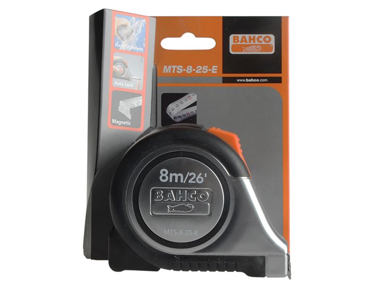Bahco MTS-8-25-E MTS Reversible Magnetic Tip Auto Pocket Tape 8m/26ft (Width 25mm)
