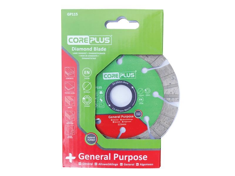 CorePlus CORDBGP115 GP115 General-Purpose Hybrid Turbo Diamond Blade 115mm