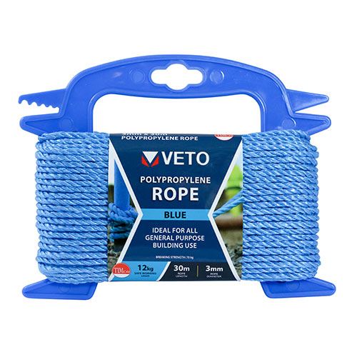 TIMCO Blue Poly Rope - Winder 3mm x 30m Blue Pack 1