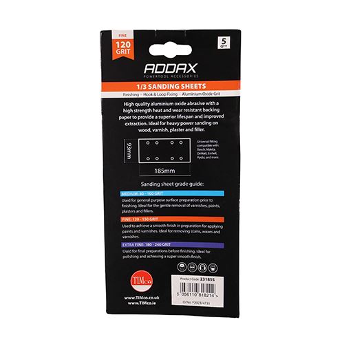 TIMCO Punched 1/3 Sand Sheet P120 93 x 185mm Red Pack 5