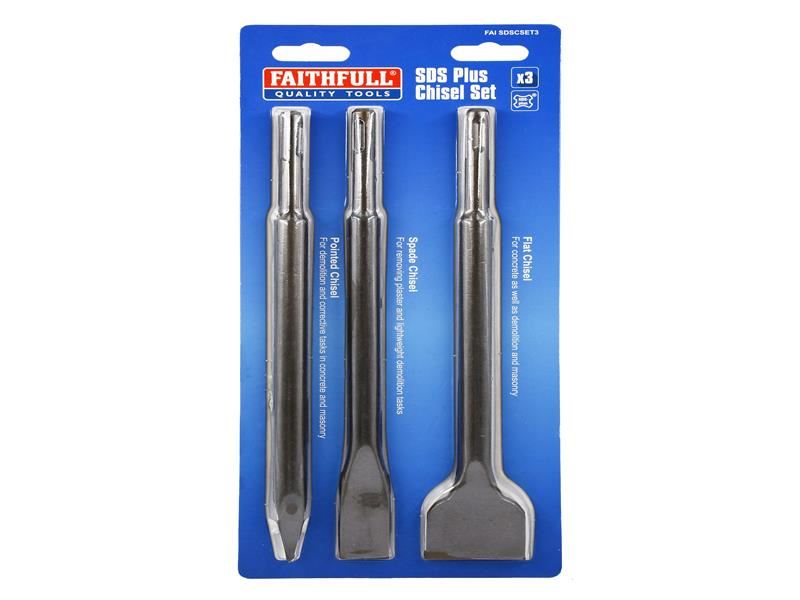 Faithfull FAISDSCSET3 SDS Plus Chisel Set, 3 Piece FAISDSCSET3 |