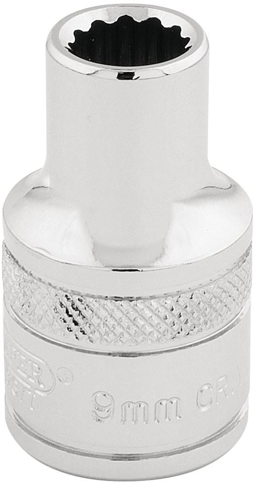 Draper 9MM 12PT SOCKET 1/2DR PCKD 33089 1/2" Sq. Dr. Metric Sockets (Polished Chrome)