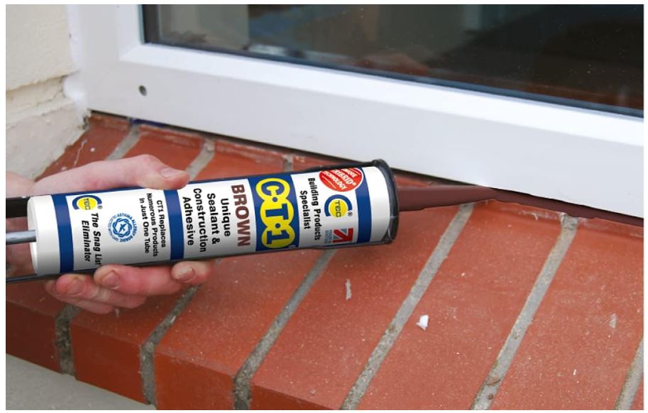 CT1 Brown TRIBRID Multi-Purpose Sealant & Adhesive 290ml Waterproof Flexible Pack of 12 Construction Marine Waterproof Bonding
