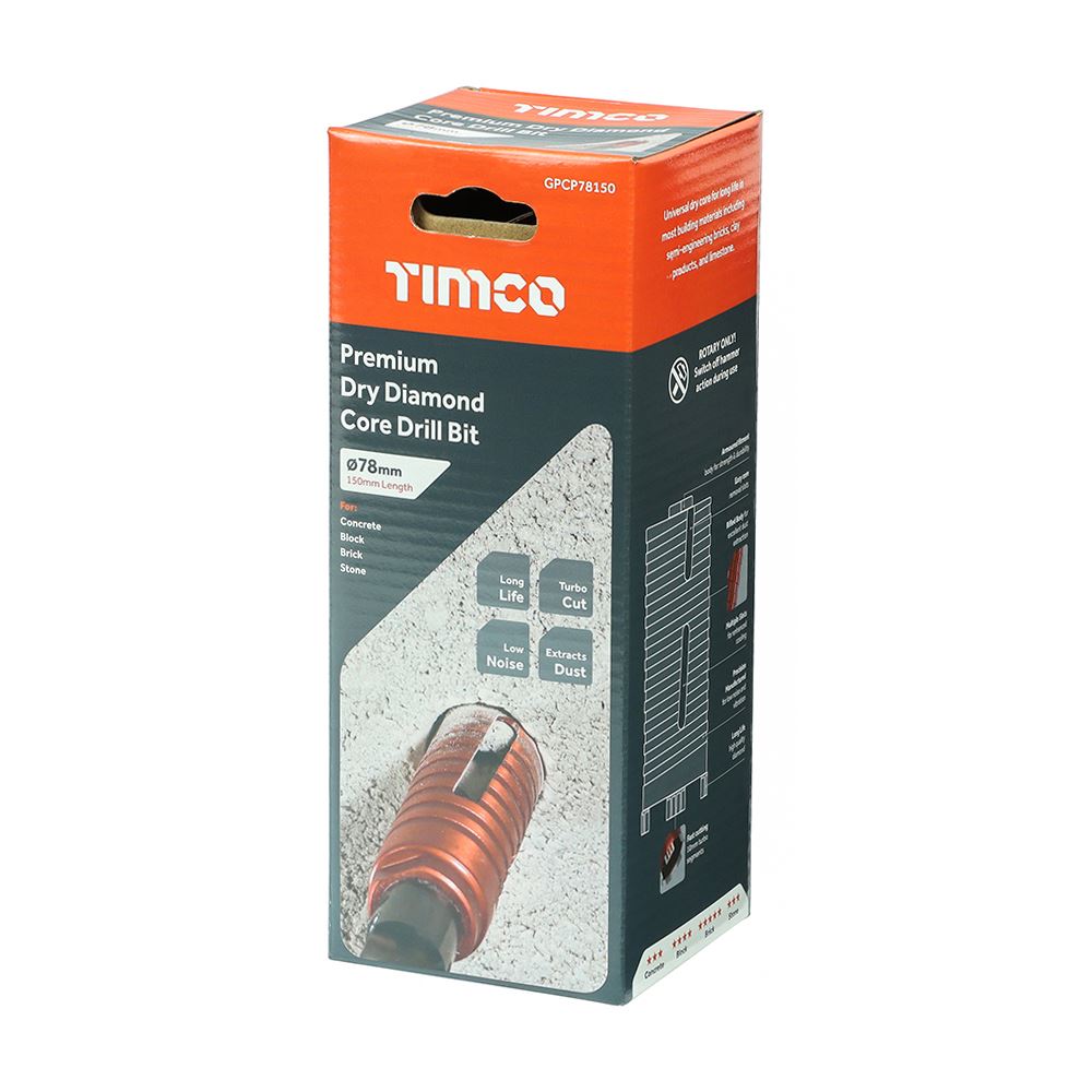 TIMCO Dry Diamond Core Bit 78 x 150mm Pack 1