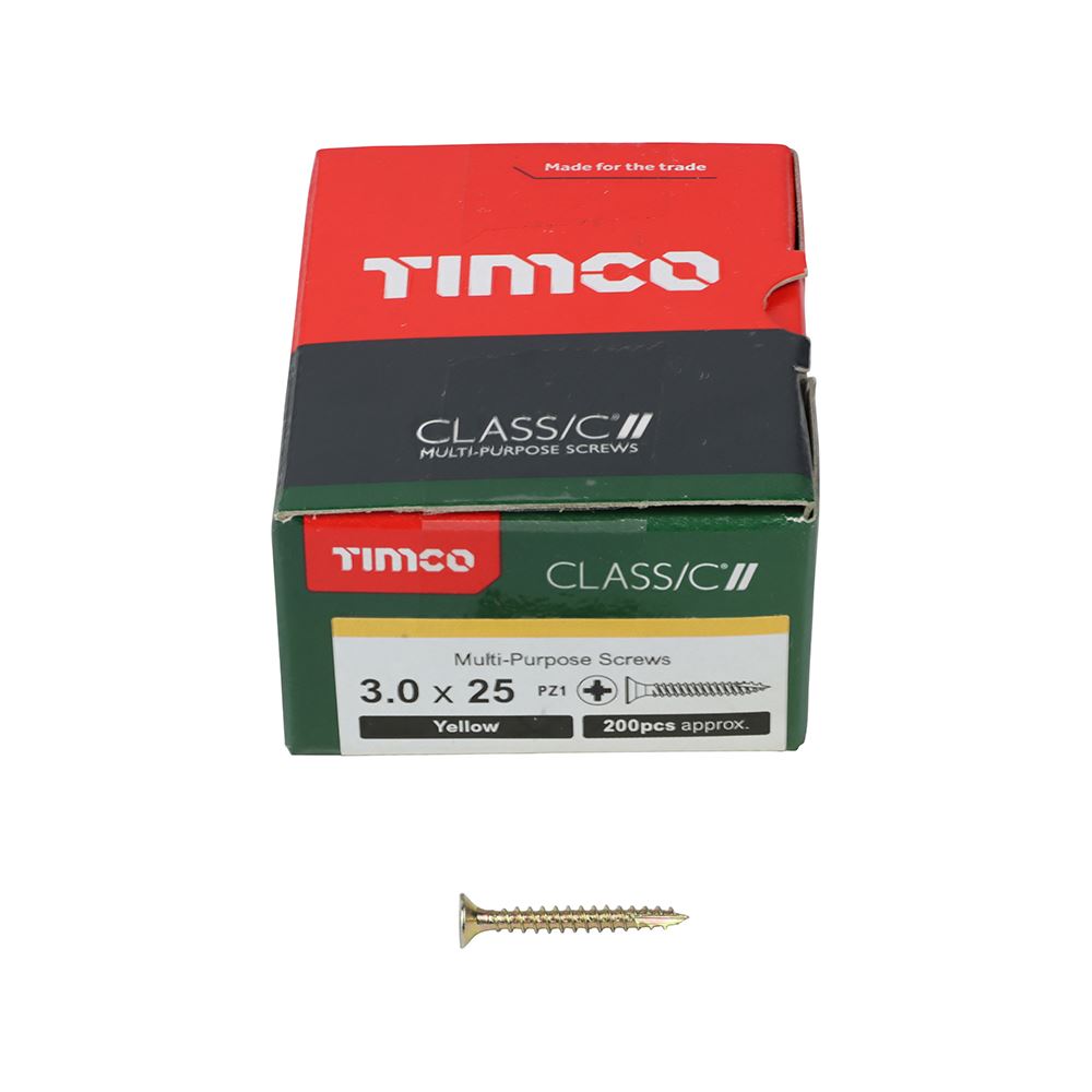 TIMCO Classic Screw PZ1 CSK ZYP 3.0 x 25 Gold Pack 200