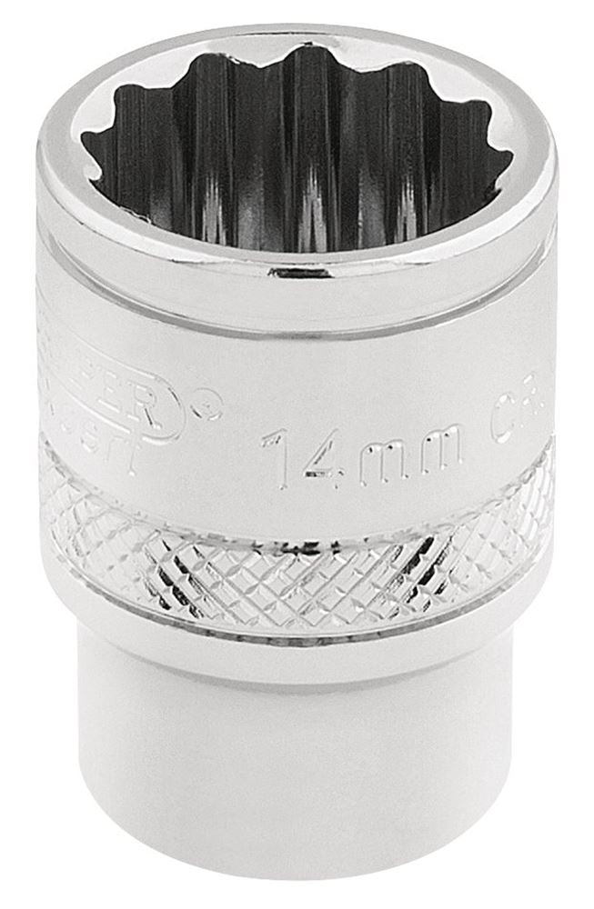 Draper 14MM 12POINT SOCKET 3/8DR-PCKD 32777 3/8" Sq. Dr. Metric Sockets (Polished Chrome)