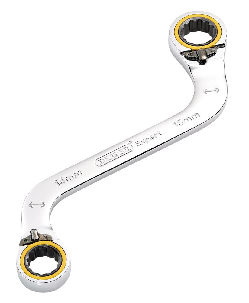 Draper 14X16MM S RATCHET SPAN 03944 HI-TORQ® Double Ring Ratchet S-Shape Spanners