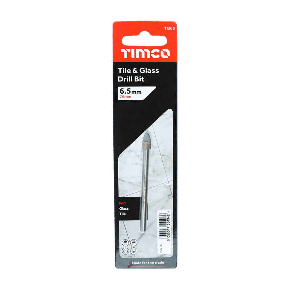 TIMCO Arrow Head Tile & Glass Bit 6.5mm Pack 1