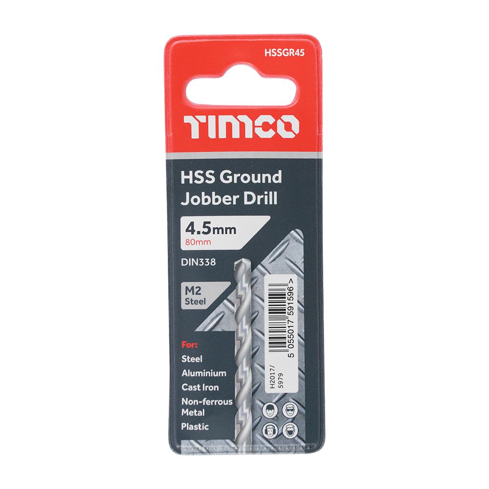TIMCO HSS-G Jobber Drill Bit M2 4.5mm Pack 1