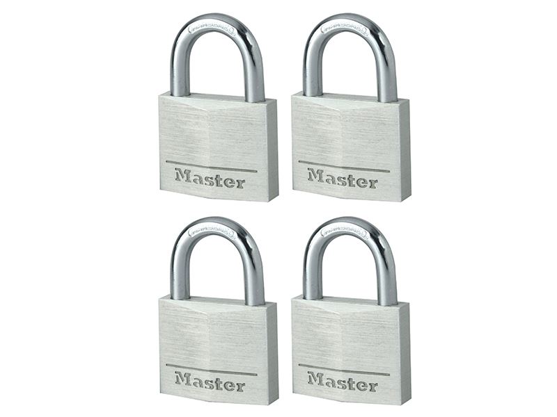 MasterLock 9140EURQNOP Aluminium 40mm Padlock 4-Pin - Keyed Alike x 4