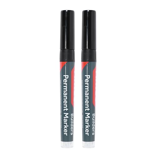TIMCO Builders Permanent Markers BLK Mixed Black Pack 2