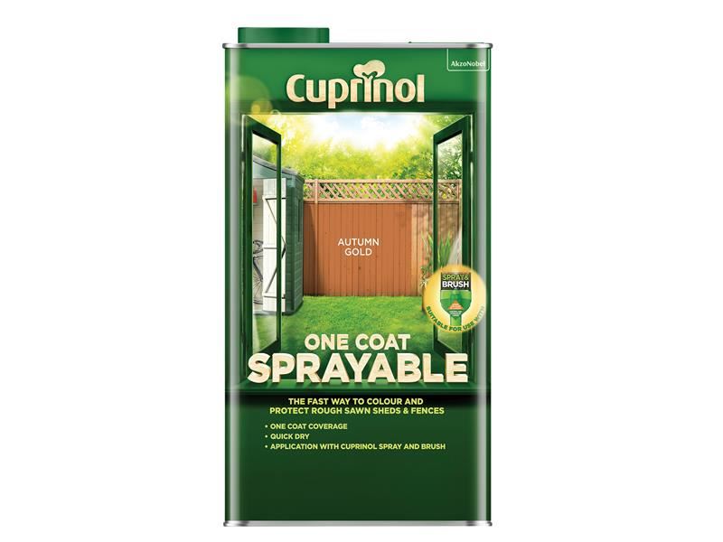 Cuprinol 5355969 One Coat Sprayable Fence Treatment Autumn Gold 5 litre