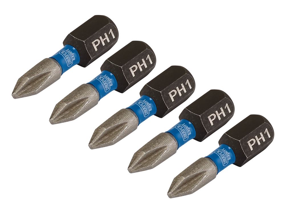 Draper PH1X25MM IMPACT S/D BIT 5PK 04934 Cross Slot/PH Type Impact Screwdriver Bits, 1/4" Hex