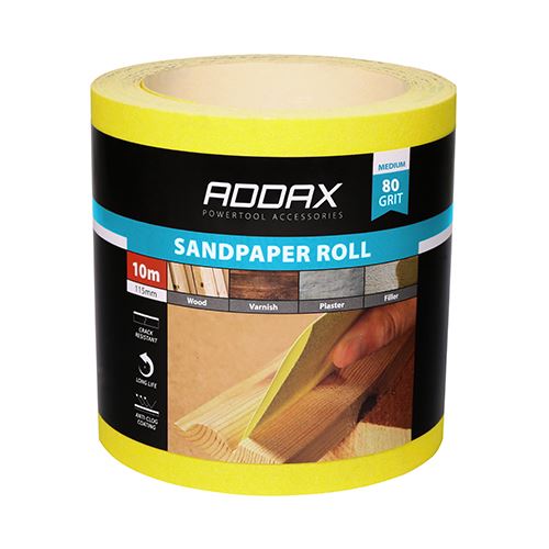 TIMCO Sandpaper Roll Yellow P80 115mm x 10m Yellow Pack 1