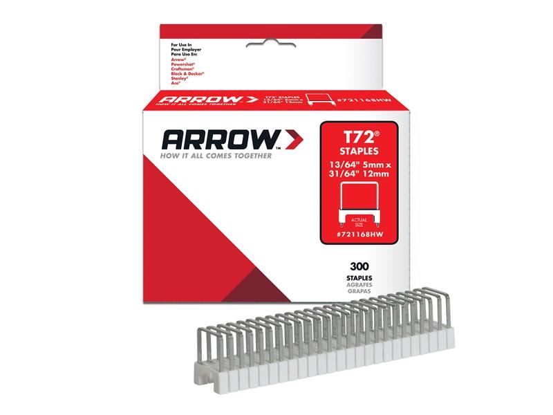 Arrow A721168 T72 Clear Insulated Staples 5 x 12mm Box 300