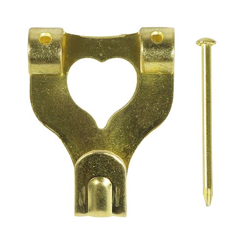 TIMCO Picture Hook & Nails - E/Brass No.3 Double Pack 4
