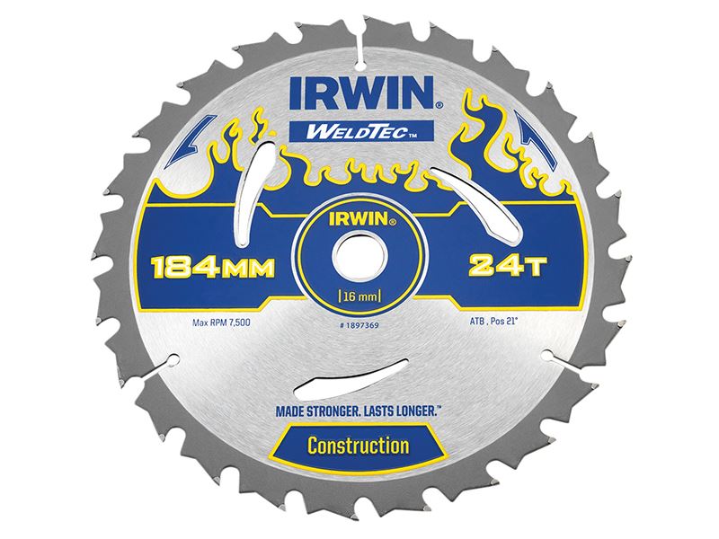 IRWIN� 1897369 Weldtec Circular Saw Blade 184 x 16mm x 24T ATB
