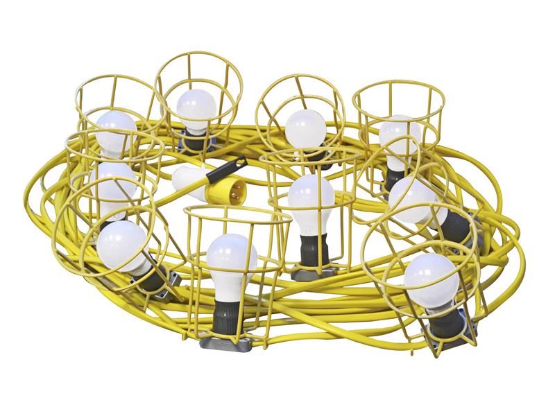 Faithfull Power Plus FPPSLFESTOON Festoon Lights 10 ES Bulbs 110V 22m |