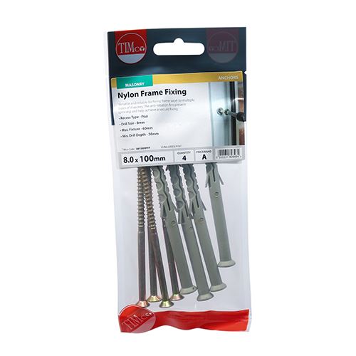 TIMCO Nylon Frame Fixing - ZYP 8.0 x 100 Pack 4